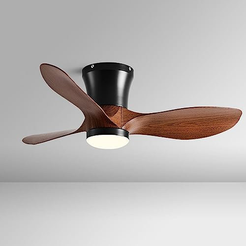Moddeny 36 Inch Indoor Small Ceiling Fan With Light Flush Mount Low Profile Ceiling Fan Modern LED Dimmable Fan Light Remote Smart Ceiling Fan For Bedroom Living Room Kids Room