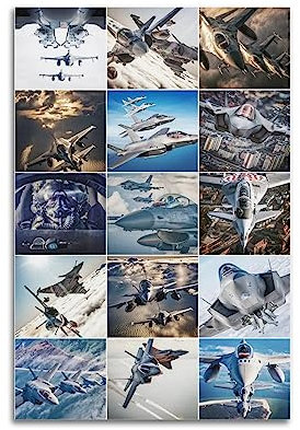 YBHF Militär Sr-71 Blackbird F-15 Adler F-16 Falcon F-22 Raptor Fighters Poster, Wandkunstdruck, Retro, ästhetische Raumdekoration, Gemälde, Leinwand, 30 x 45 cm, ungerahmt