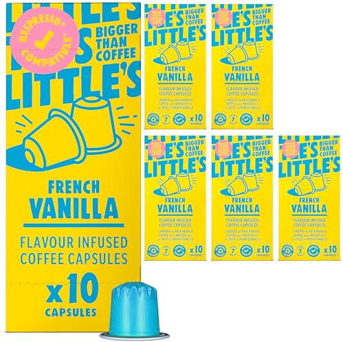Little's French Vanilla Flavour Nespresso Compatible Coffee Capsules, 10 x 6 pack (60 Capsules) - Nespresso Compatible Coffee Pods - Vegan Friendly, Low Calories, No Added Sugar