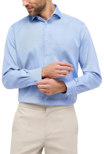 ETERNA Comfort Fit Hemd Langarm Button Down Kragen Karo blau Größe 50