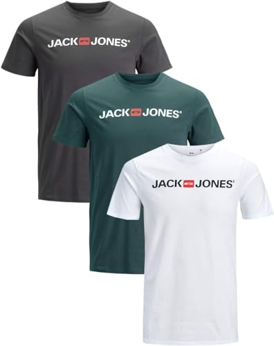 JACK & JONES Herren 3er-Set T-Shirts aus Baumwolle (Slim Fit Corp Mix Opt 1, XL)