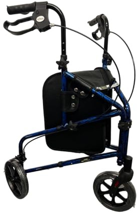 Force Ultra Lightweight 3 Wheel Rollator Aluminium Tri Walker with Bag Flame Blue