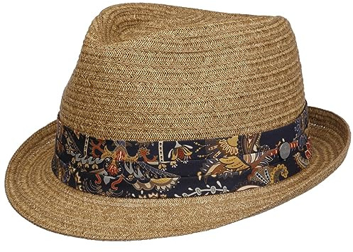 LIERYS Trilby Toyo Hut Klassische Form Viskose-Toyo-Stroh Damen Herren Frühling Sommer Natur M (56-57 cm)