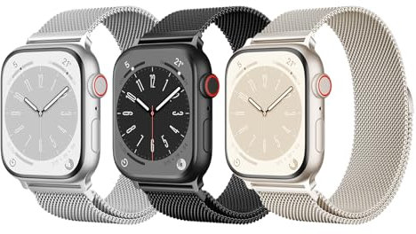 STEEZRD 3 Stück Metall Edelstahl Kompatibel mit Apple Watch Armband 38mm 40mm 41mm 42mm 44mm 45mm 49mm Damen Herren, Einstellbar Magnetisch Armbänder für iWatch Series SE Ultra 9 8 7 6 5 4 3 2 1