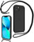 Coalbooliy Handyband für iPhone 13 Hülle 6,1 mit Band, Handyhülle Kameraschutz Weiches Silikon Necklace Stoßfeste Schutzhülle mit Kordel zum Umhängen Cover für Mädchen Frauen, Schwarz