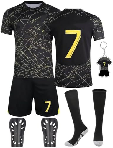 Heartsking Fußball Trikot Sets für Kinder Nr. 7/Nr. 10 Fußballtrikots Hause/Auswärts Fußballtrikots Fussball T-Shirt Shorts Socken Schienbeinschoner und Schlüsselanhänger Geschenke für Jungen Mädchen