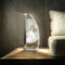 Luverre Tischlampe | LED-Leuchte | Glas-Leuchte mit Gravur für Nachttisch, Kommode, Wohnzimmer | Weltraum, Raumfahrt, Planet (Mond, Segel | silber)