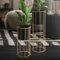 ML-Design Set di 2 Portafiori Nero-Oro Rotondo 21x46,7/24x70,5 cm in Acciaio Portafiori con Fioriera Porta Piante in Metallo Porta Vasi da Fiori 2 Pezzi Fioriera Fioriere Colonna da Interno Esterno