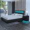Ottoman Bed,4ft6 Double Ottoman Bed Gas Lift Storage Bed with LED Lights Faux Leather Bed Upholstered Bed Frame Bedroom Furniture Black