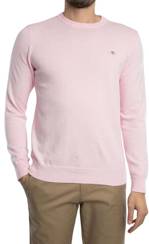 GANT Herren Classic Cotton C-Neck Pullover, Light PINK Melange, XL