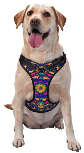 Hundegeschirr mit Mandala-Muster, Hundegeschirr, mittelgroß, für Outdoor-Reisen, Spaziergänge mit dem Hund