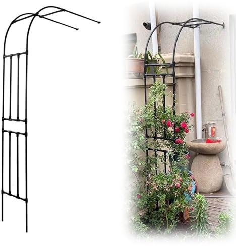 Hoiweqr Rosenbogen Halbrund, Gartenbogen Metall Für Kletterpflanzen, Halbbögen Garten, Torbogen Garten, Stabiler Rankbogen Für Kletterpflanzen, Rosenbogen Verzinkt(Noir,120x240x40cm)