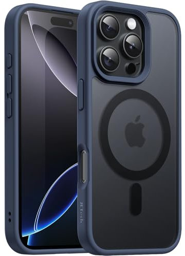 JETech Magnetic Case for iPhone 16 Pro Max 6.9-Inch Compatible with MagSafe, Translucent Matte Back Slim Shockproof Phone Cover (Storm Blue)