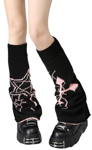 XEPST Stulpen Damen Lose Gestrickte Beinwärmer für Damen, 1 Paar Winter Stulpen Y2K Japanische Lolita Beinstulpen Lange Socken Kawaii Häkeln Beinwärmer 80er Harajuku Gestrickte Warme