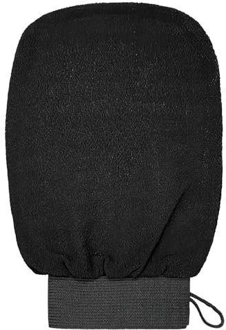 Gant Exfoliant Corps, Gant Gommage Corps avec cordon de suspension, Gants Exfoliants pour le corps, Gant de toilette exfoliant, Sensation de Spa Agréable Sans Savon Noir - Noir