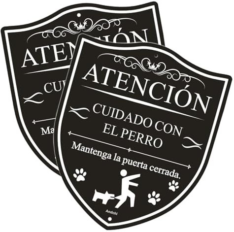 2pzs Señal de seguridad Señal de perro Señales de Advertencia Cartel de Por favor, cierre la puerta (Negro - Cuidado con los perros, 246 * 296)