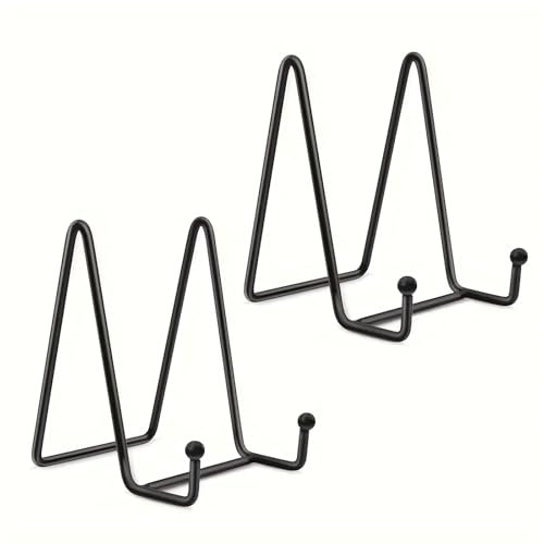 Kjzeex 2 pcs Plate Stands for Display,Plate Holder Easel Display Stand,Metal Plate Stands for Display Tabletop Picture Stand, Black Iron Easels, Photo, Pictures, Decorative Plate Dish and Tabletop