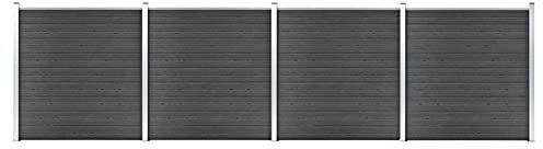 Zaunelement Set, ShGaxin Sichtschutzstreifen, Sichtschutzzaun, Garten Zaunschutz, Balkonzaun, Stabzaun, WPC 699x186 cm Schwarz