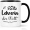CHUIN DRUCK Tasse Geschenk für Beste Lehrerin der Welt Abschiedsgeschenk Lehrerin Geschenk Tasse Abschied Grundschule Lehrerinnen Abschied Ruhestand, 320ml Schwarz
