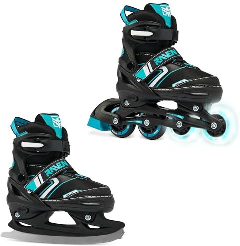 RAVEN Verstellbare 2in1 Inlineskates-Schlittschuhe Helixi Black/Mint