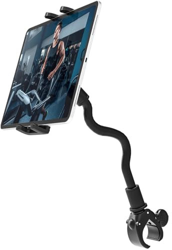 LYFPOOM Soporte para Tablet de Bicicleta estática, Soporte para Tableta Cinta Correr, Soporte para Tablet para Samsung Galaxy Tab, DOOGEE, Lenovo, iPad Pro/Air/Mini,Móvil e 4~12,9