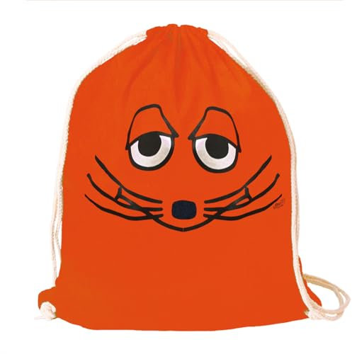 Logoshirt® Die Sendung mit der Maus I Maus I Gesicht I Stoffbeutel I bedruckt I AZO-free I stabiler Kordelzug I orange I Lizenziertes Design