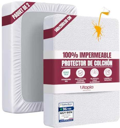 Wasserdichter Matratzenschoner 140 x 200 x 30cm, matratzenschutz (2er Pack)
