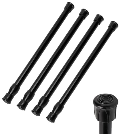 Hapivida Teleskop-Vorhangstange, Teleskopstange, Stahl, Schwarz, hoher Kohlenstoffgehalt, Länge leicht verstellbar, für Badezimmer, Schrank, Küche, Balkon (30 – 50 cm x 4 Stück)
