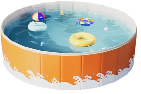 SVCEQZE Faltbarer Pool, 90/120/150/180 cm Klappbarer Pool Kinder, Hundepool, Aufblasfreier Faltebehälter Für Erwachsene, Platzsparende Nylon Schwimmbecken