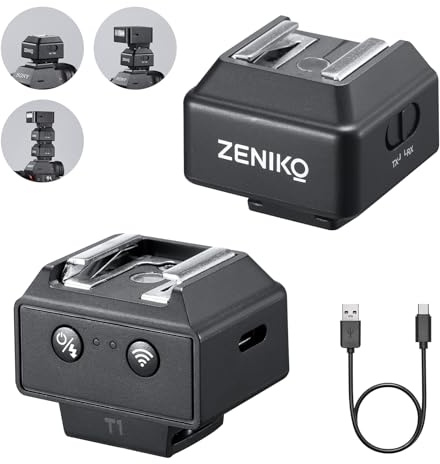 ZENIKO T1 2.4G Wireless Flash Trigger Transceiver for Canon Nikon Sony Fuji | 2-in-1 TX RX trigger,Tiny Trigger,Full Light Control,flash riser,2 channels,lightweight for studio portrait outdoor shooting