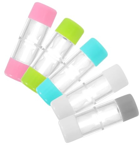 TOVINANNA 5pcs Portable Rgp Lens Case Transparent Dual Head Barrel Design Enhanced Sealing for Liquid Loss Prevention Compact Travel Storage Box for Hard Contact Lenses
