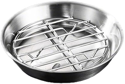 Ölauffangwanne aus Edelstahl, Ölwanne Metall Auffangschale, Backblech, Edelstahl Auffangschale, Grillpfanne mit Grillrost, Mikrowellen-Backblech(24.7x24.7x3.5cm/10x10x1.4in)