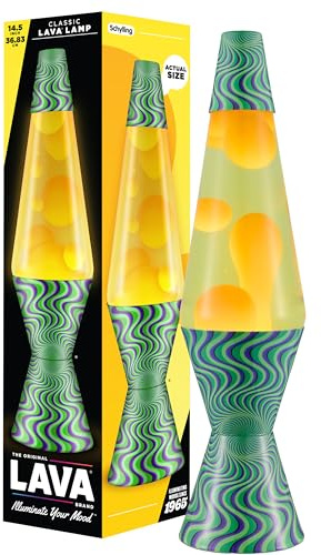Lava Lamp - 14.5 Spellbinder - The Original Motion Lamp - Orange Lava and Yellow Liquid with Printed Base - Item #2637
