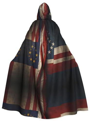 WBQLSL Kombination mit europäischer und amerikanischer Flagge, Halloween-Kapuzenumhang, geeignet für Kostümpartys und Urlaubspartys