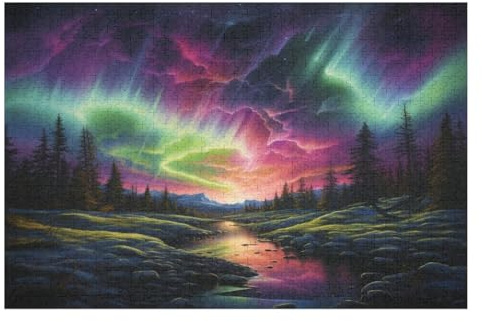 Holzpuzzle Nordlichter in Norwegen Puzzle 1000 Teile Erwachsene Klassische Pädagogisches Spielzeug Kinder Lernspiel Herausforderndes Puzzles （75×50cm）