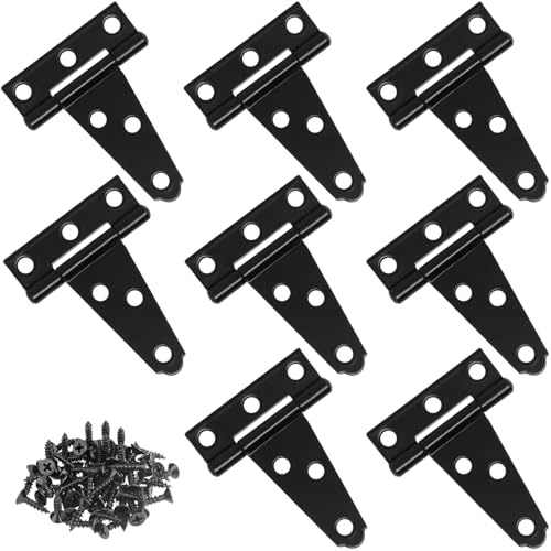 Wopanxye Lot de 8 charnières de portail noires pour portes d'abri de jardin, 45 mm, avec vis, rotation à 270 °, antirouille, pour portes de grange, clôtures en bois, portails de jardin
