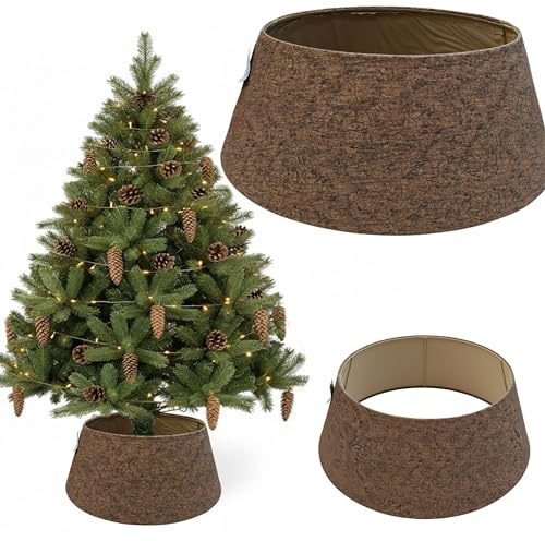 COIL Weihnachtsbaumrock, Weihnachtsbaumdecke Weihnachtsbaumabdeckung, Weihnachtsbaumständer, Baumrock Weihnachten, oval, rechteckig, Durchmesser ab 56 cm (Braun, Durchmesser 68)