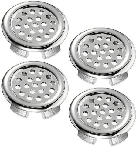 Thinp 4 Pcs Sink Overflow Ring, Chrome Overflow Cover Sink Hole Cover Replacement Round Drain Cap Covers Insert in Hole for Bathroom Kitchen Washing Vanity Basin Bathtub (Silver)