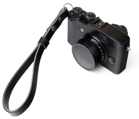 BOWMAN Leather Camera Wrist Strap, Genuine Leather Hand Strap for Vintage Rangefinder and Mirrorless Cameras (Black)