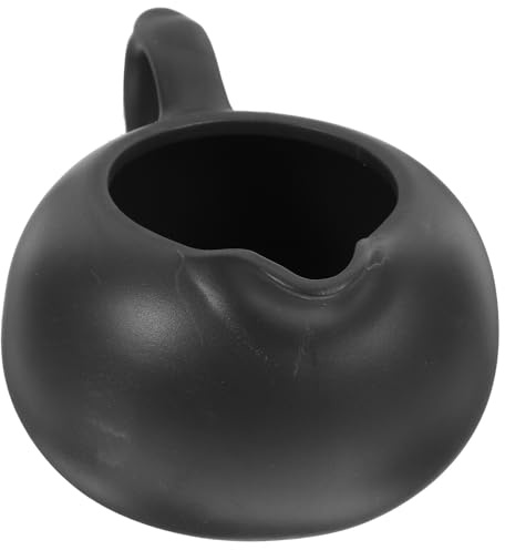 DOITOOL Ceramic Milk Jug Creamer Pitcher Black Medium 350ml Milk Dispenser for Coffee Tea Serving with Handle Suitable for Home and Cafe Use