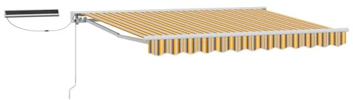 vidaXL Elektrische ausziehbare Markise Gelb und Grau 3 x 2,5 m, Verstellbarer Markisen-Schutz, modernes rechteckiges elektrisches Dach, zuverlässige Schattenlösung für Terrassen