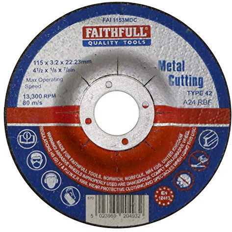 Faithfull FAI1153MDC Metal Cutting Disc Depressed Centre 115 x 3.2 x 22.23