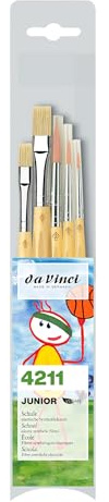 da Vinci, Allround- Malpinselset, Serie 4211, Set, Gouache, Tempera, Für Papier & Karton, Hobby, Schule, Made in Germany, Größe 2,4, 8,12