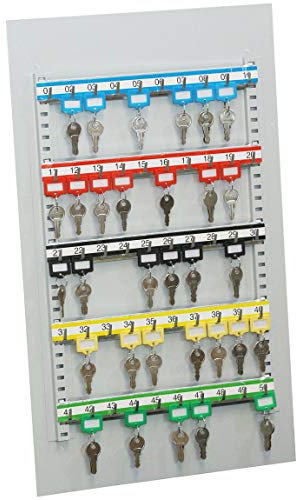 Format Wandtafel mit 50 Haken, zur nachträglichen Montage und Aufbewahrung von kleinsten Schlüsselmengen, mit verstellbaren nummerierten Hakenleisten