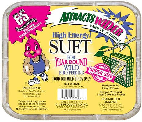 C&S High Energy Suet Treat, Suet Cakes for Wild Birds, Pack of 6