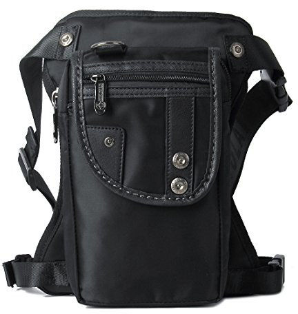 Xieben Nylon Drop Beinbeutel für Herren Frauen Fanny Bauchtasche Hüfttaschen Motorradfahren Radfahren Angeln Outdoor Steampunk Tactical Bum Pouch Schwarz