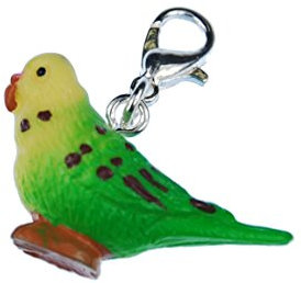 Miniblings Wellensittich Charm Vogel Wellensittich grün - Handmade Modeschmuck I Kettenanhänger versilbert - Bettelanhänger Bettelarmband - Anhänger für Armband