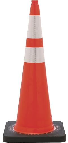 JBC SAFETY PLASTIC RS90055CT3M64 Revolution, Rs Wide Body Traffic Safety Cone With (2) Reflective Collar, 36 In H, Pvc