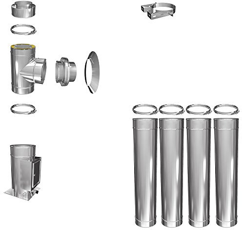 Edelstahlschornstein Schornstein Bausatz doppelwandig DW 150 Höhe 5,0 m