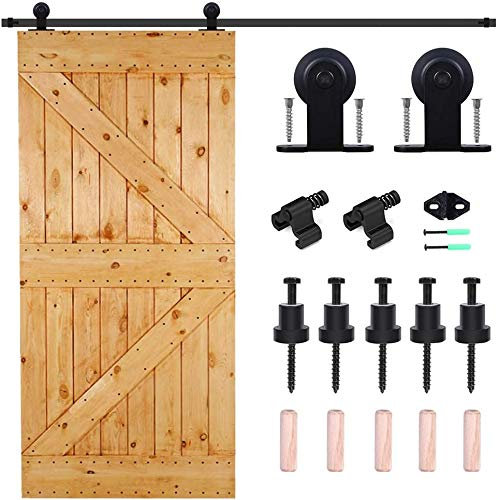 CCJH 5.5FT/1.67M Herraje para Puerta Corredera Kit de Accesorios para Puertas Correderas riel puerta corredera granero